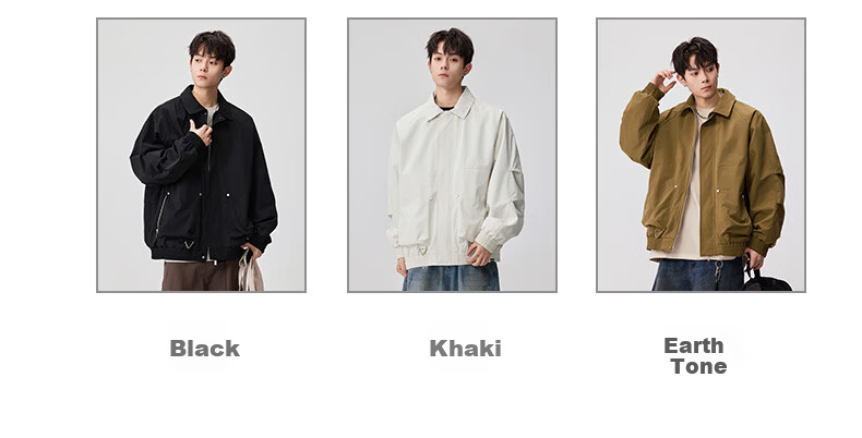 FAIRWHALE Men's Turn-Down Collar Jacket Spring Autumn New American Casual Loose Workwear Coat 2XL Earth Tone 3