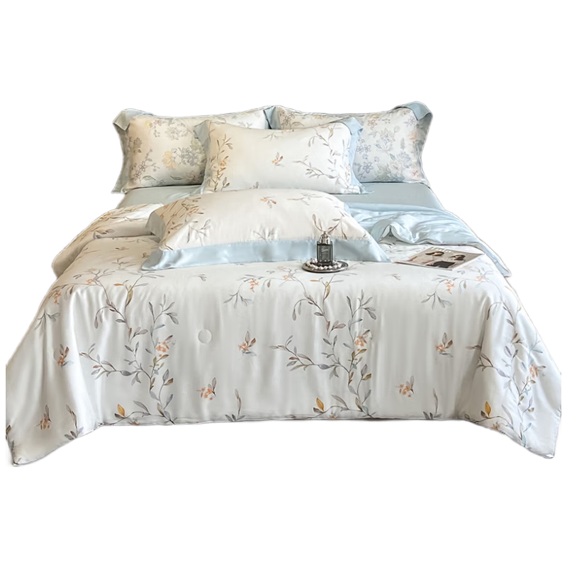 MUJI 60-Count Lyocell Tencel Duvet Cover Single Piece Summer Cooling Ice Silk Double Bed Bedding Duvet Cover 150*200cm