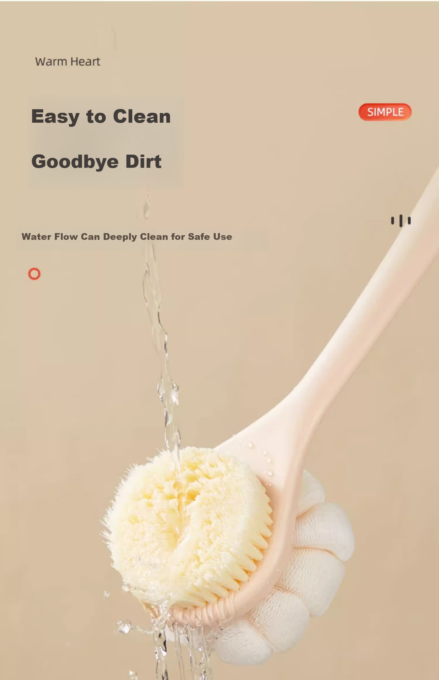Youqin Long Handle Soft Bristle Double-Sided Bath Brush Exfoliating Scrub Brush Body Scrubber 12
