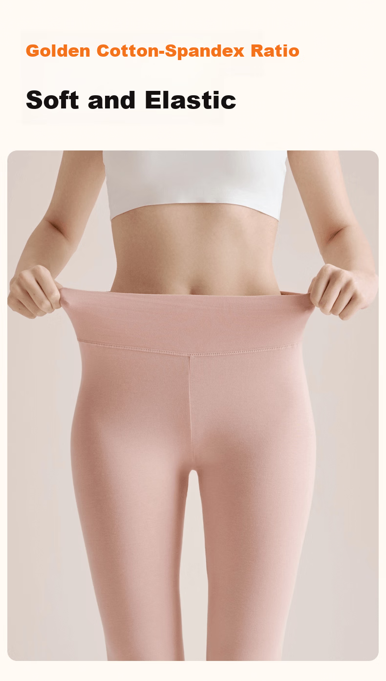 Urban Beauty 95% Cotton Women's High-Waist Thermal Leggings Thin Cotton-Lined Pants Antibacterial Warm Autumn Winter 10A 11