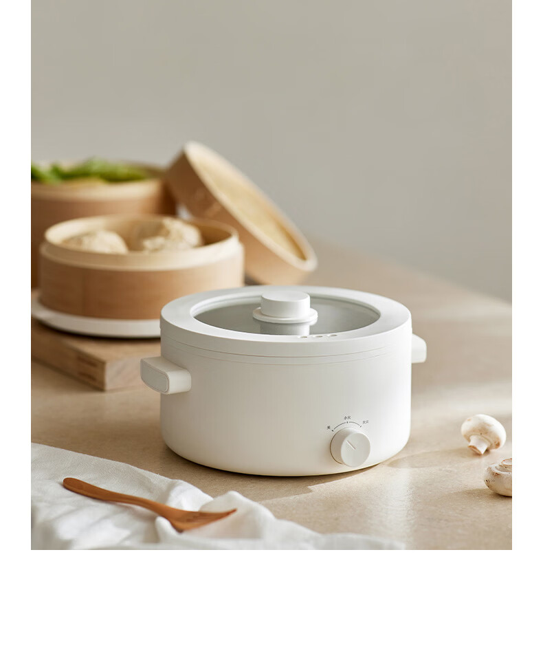 Olayks Instant Price Guarantee 618 Multifunctional Electric Cooker Stainless Steel Electric Frying Pan Household Electric Steamer with Bamboo Steamer Basket 2