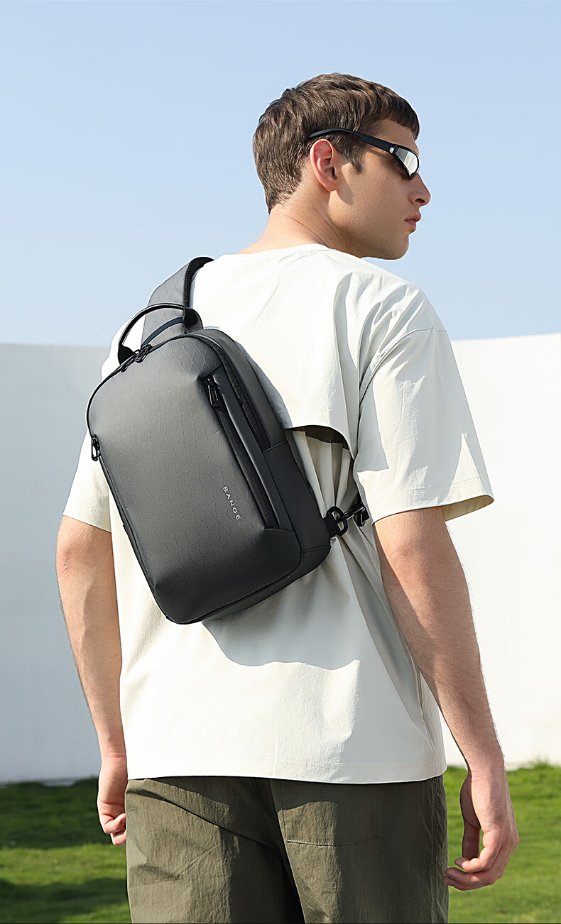 Bange Men's Large Capacity Crossbody Travel Chest Bag Large Capacity Tablet Casual Shoulder Bag Trendy 3077 Black 8