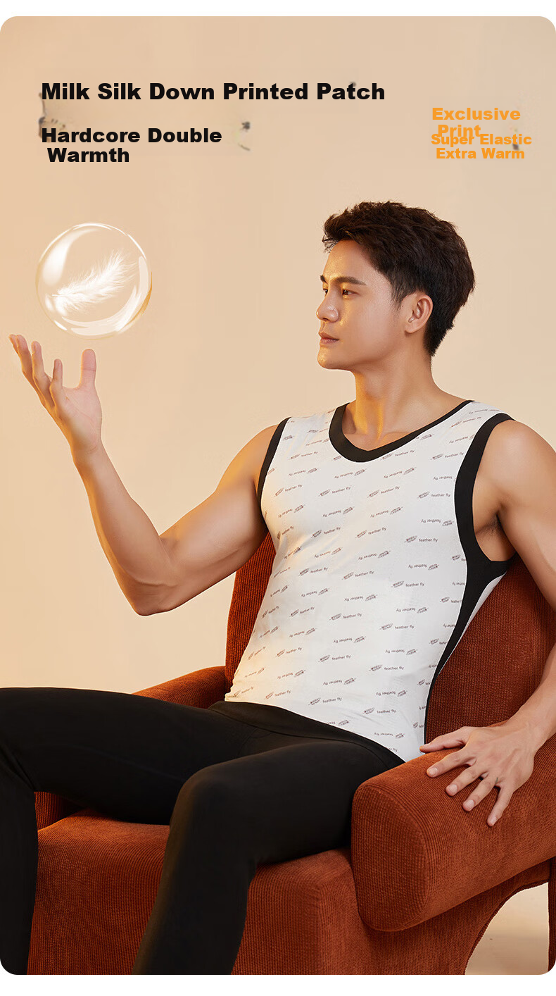 Langsha Men's Thermal Vest 90% White Duck Down Filled 10A Antibacterial Camellia Oil Cold-Resistant Heating Base Layer Winter Vest 8
