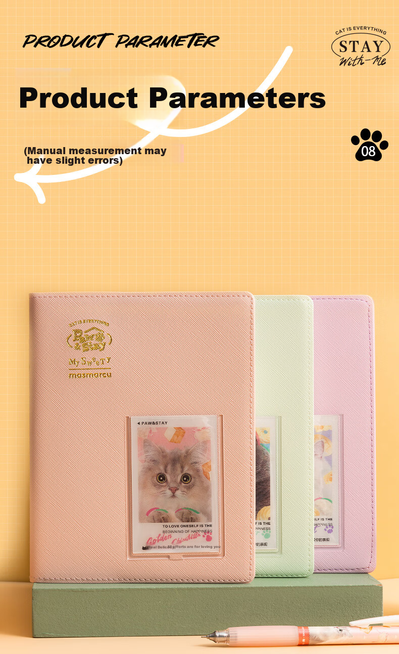 MASMARCU Morning Light Stationery, All Meow A5 Soft Cover Hardcover Notebook, Journal Book, Aesthetically Pleasing Diary, 96 Pages, Pink Style QJ001637, Essential for Exams 17