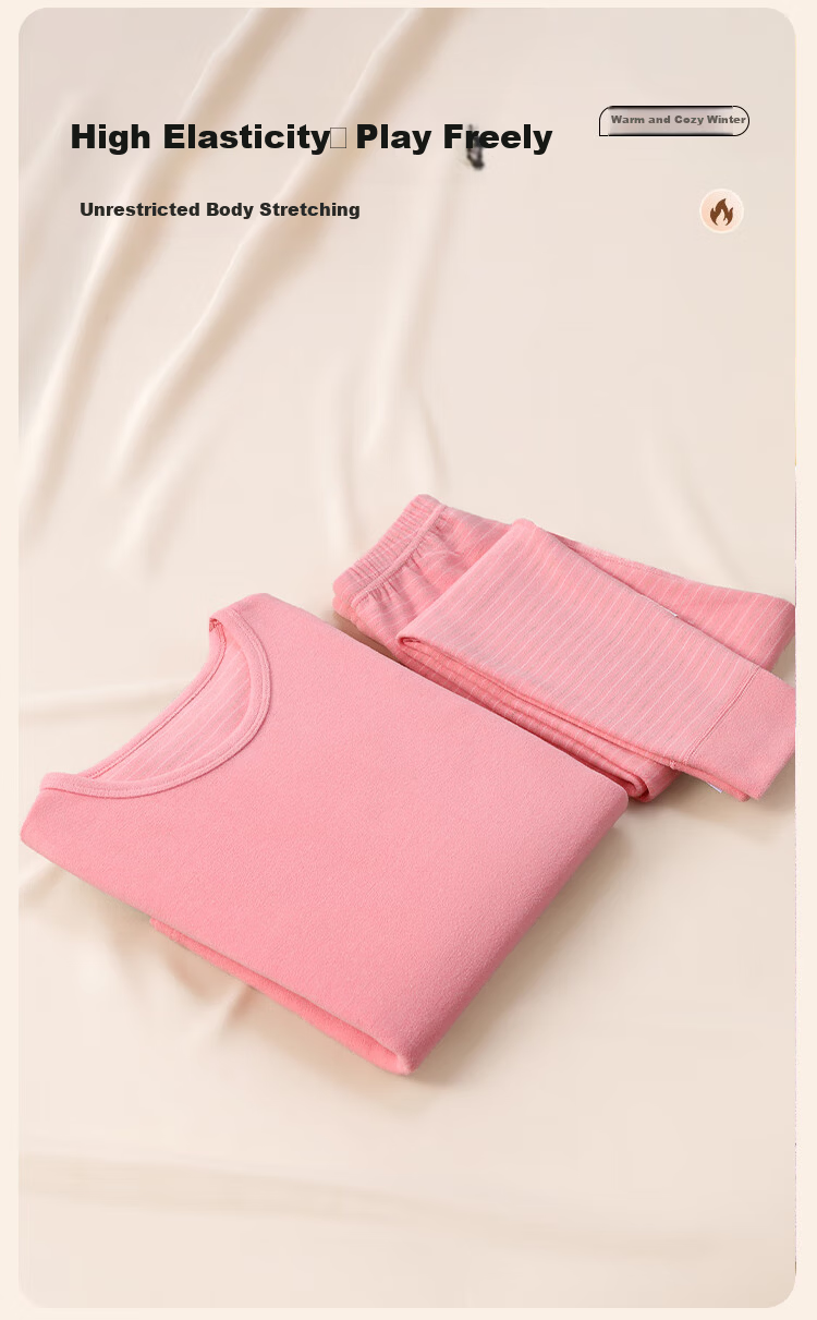 LangSha Kids Thermal Underwear Set Girls Autumn Winter Cashmere Silk Heated Base Layer Pajamas for Older Children 11