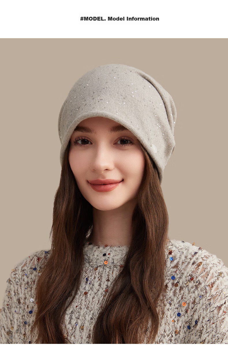 CACUSS Women's Spring Autumn Slouchy Thin Knit Beanie Large Head Circumference Woolen Hat Fashion Pullover Hat Gray 6