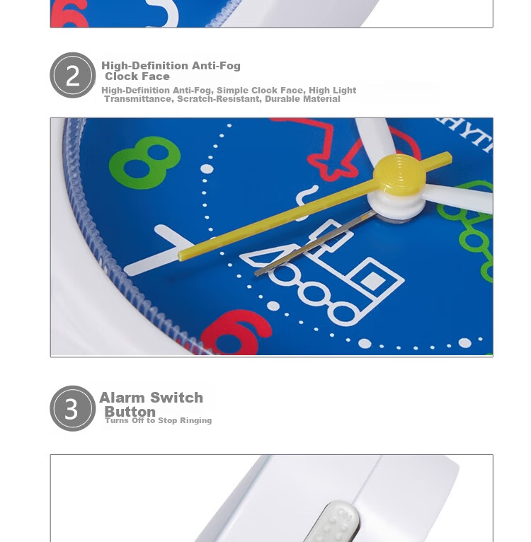 RHYTHM Student Alarm Clock Cute Creative Children's Bedside Clock 9.3cm Dark Blue CRE306NR77 Back to School Season 13