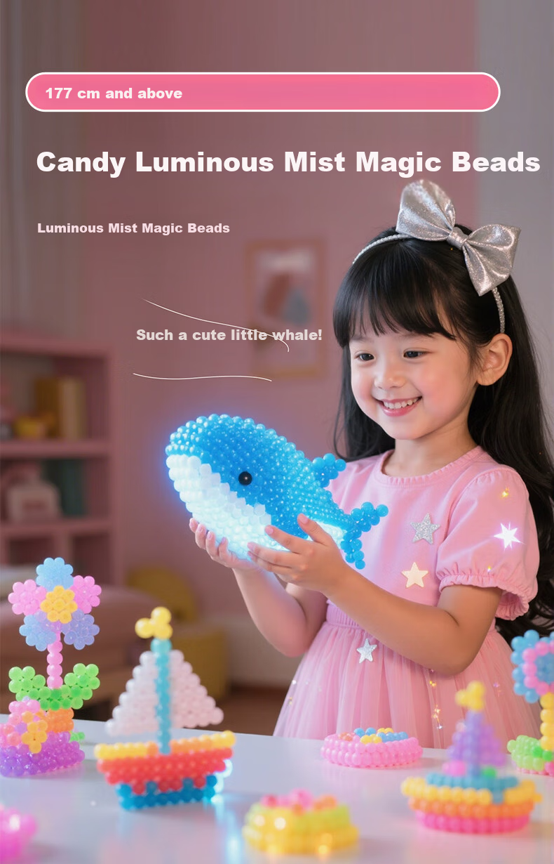 Baili Frost Night Glow Water Mist Magic Beads Children's DIY Craft Kit New Creative Perler Beads Toy 1200 Pieces 1