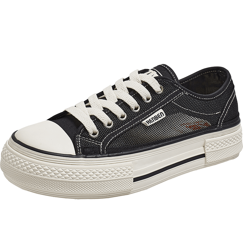 Renben Official Women's Casual Black Mesh Canvas Sneakers Summer New Style Size 39