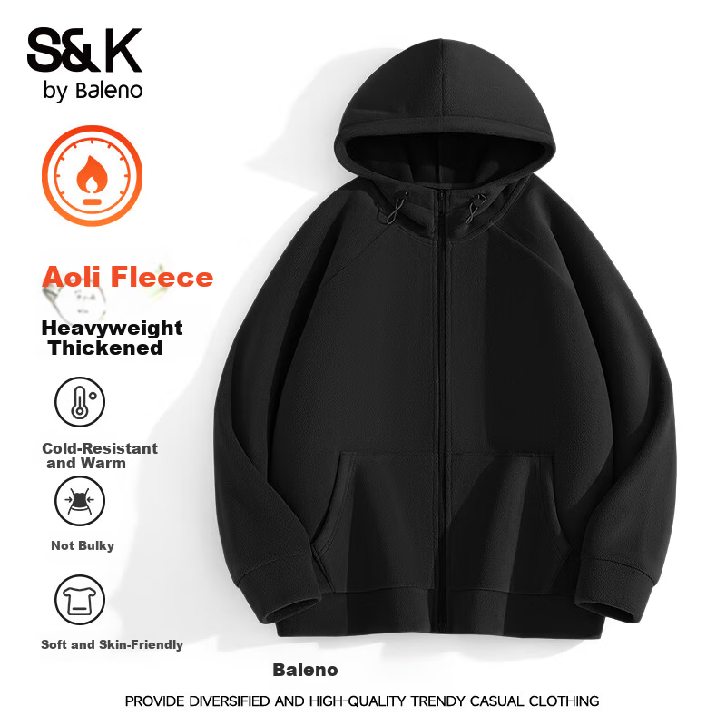 Baleno S&K Series Aoli Fleece Jacket Men Autumn Winter Trendy Casual Hooded Windproof Zip-up Jacket 16