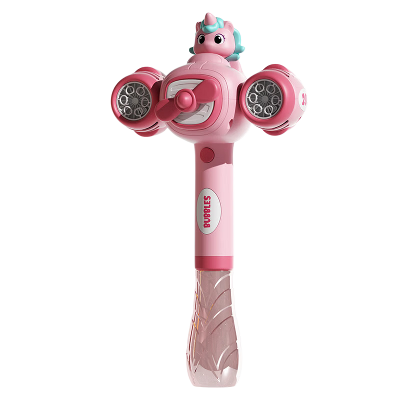 Class 3 Grade 2 Double Hole Unicorn Bubble Machine Fully Automatic Gatling Continuous Bubble Blower Rechargeable Kids Boys Girls Toy