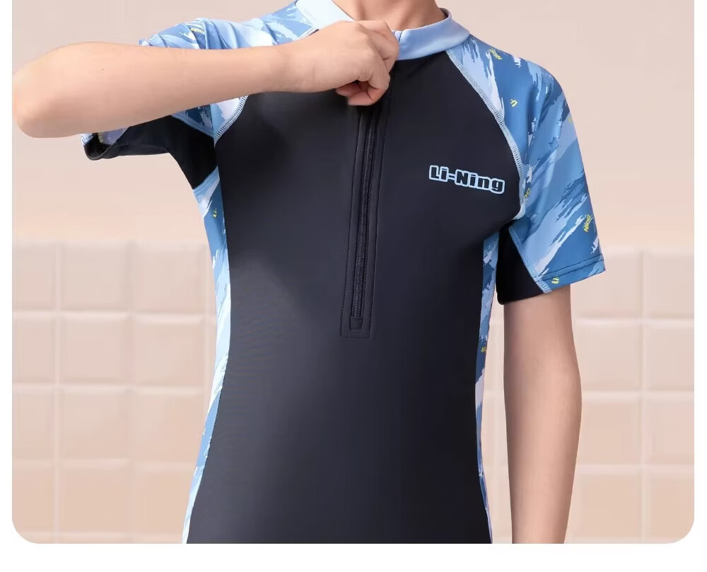 LI-NING Kids Boys One-Piece Swimsuit Youth 2026 New Professional Training Swimwear 16