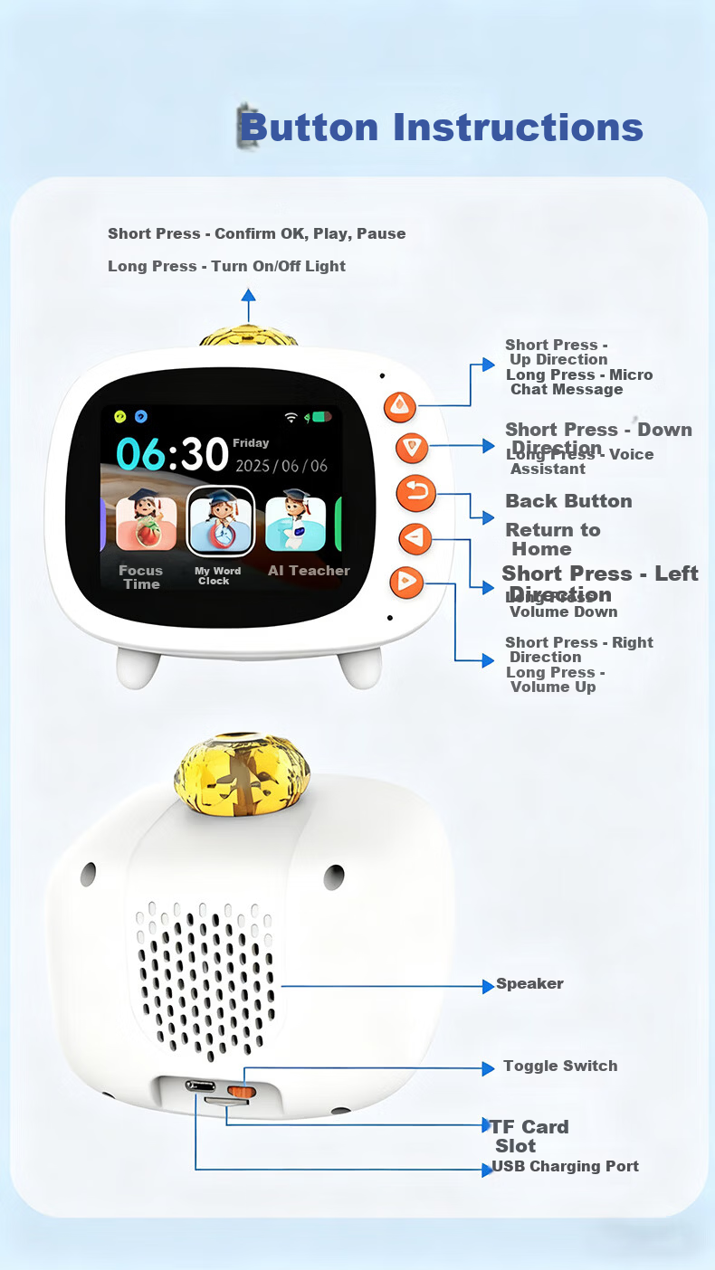Keyumeng AI Time Treasure Robot Companion Smart Alarm Clock Learning Machine Synchronized Textbook Children's Toy Birthday Gift 10