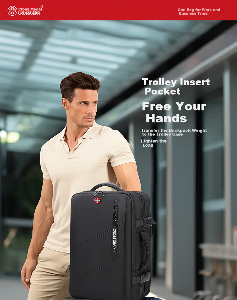 CROSSGEAR Swiss Army Knife Men's 17.3-inch Laptop Backpack Large Capacity Business Travel Bag 9