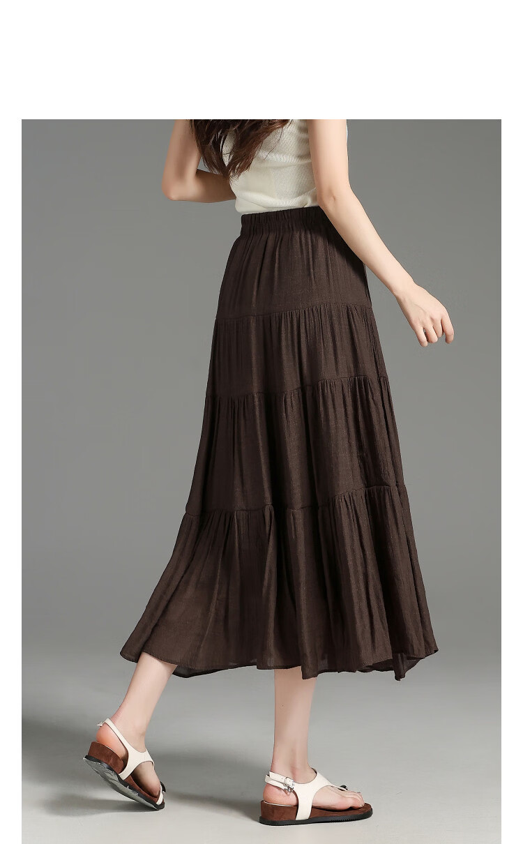 Demana Elegant Spring Elastic High-Waist Patchwork Slimming A-Line Skirt for Women 11