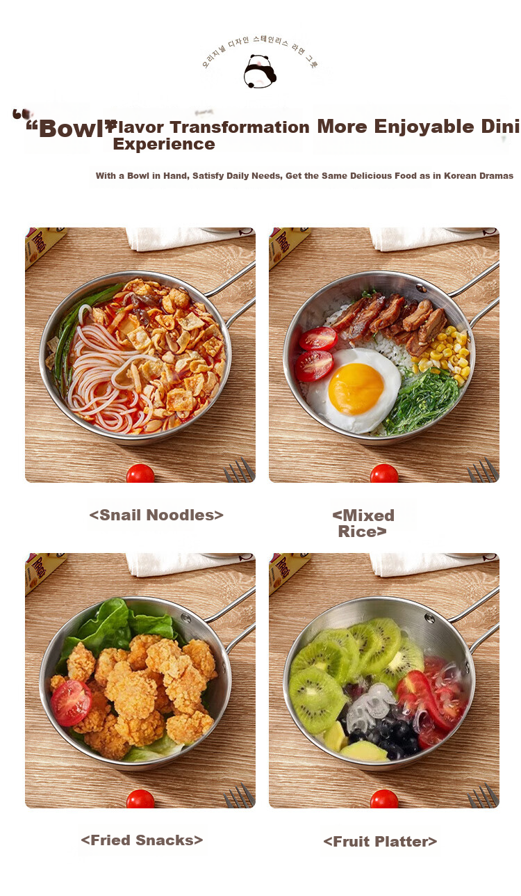 MAXCOOK 304 Stainless Steel Bowl with Lid and Handle Soup Bowl Noodle Bowl Korean Style Rice Wine Bowl Large Bowl for Bibimbap MCWA8296 7