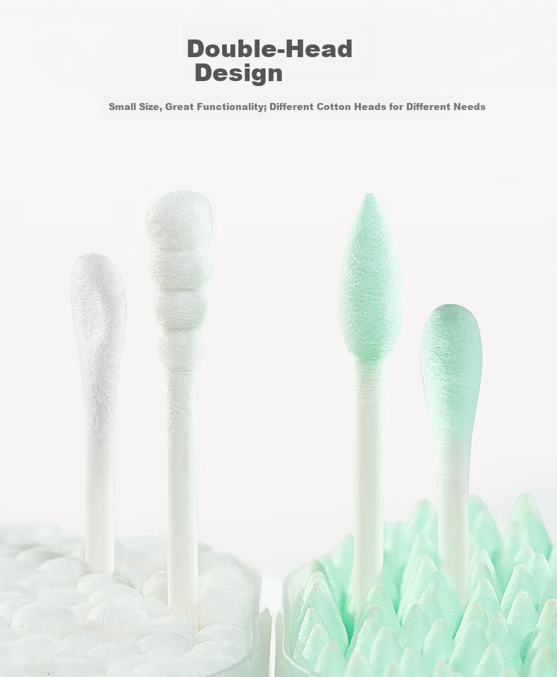 CHUSHE Disposable Double-Ended Cotton Swabs White and Blue Dual Color 300pcs 2 Boxes Paper Shaft Ear Cleaning Multi-Purpose Spiral Head Beauty 7
