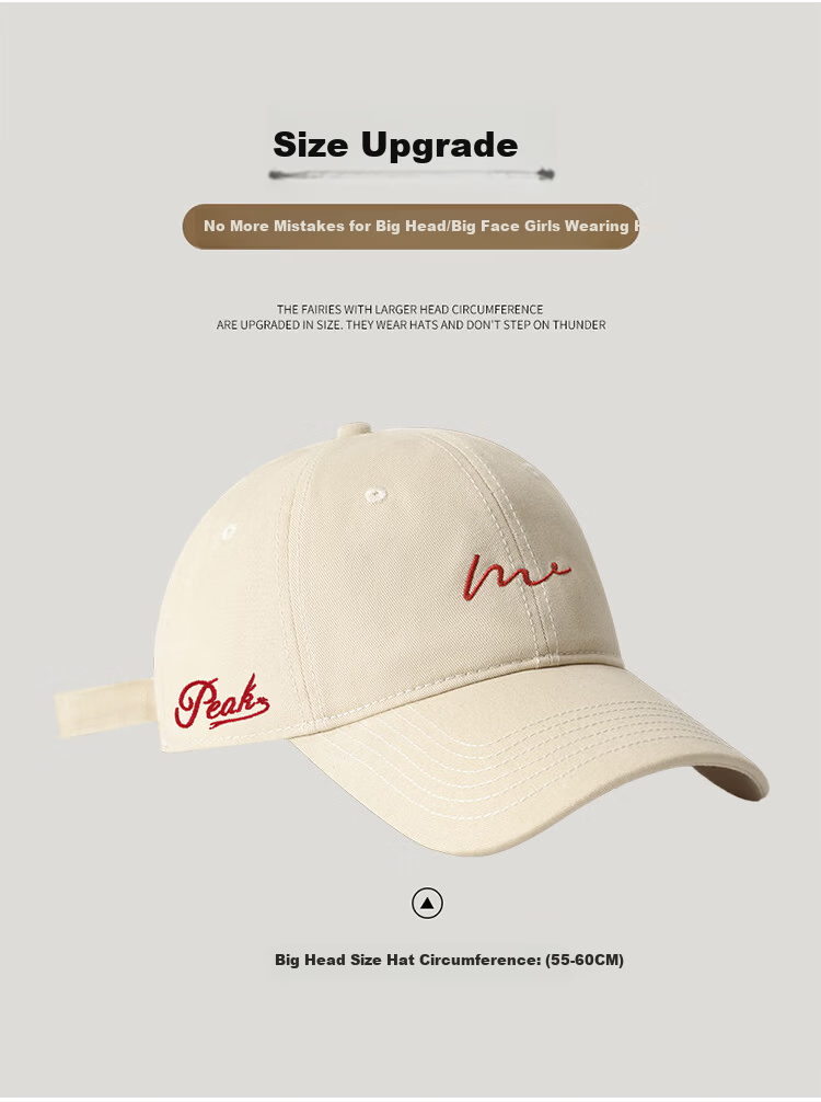 Peak Summer Sports Cap Fashion Simple Curved Brim Large Head Circumference Baseball Cap Sun Protection Embroidered Duckbill Hat 6