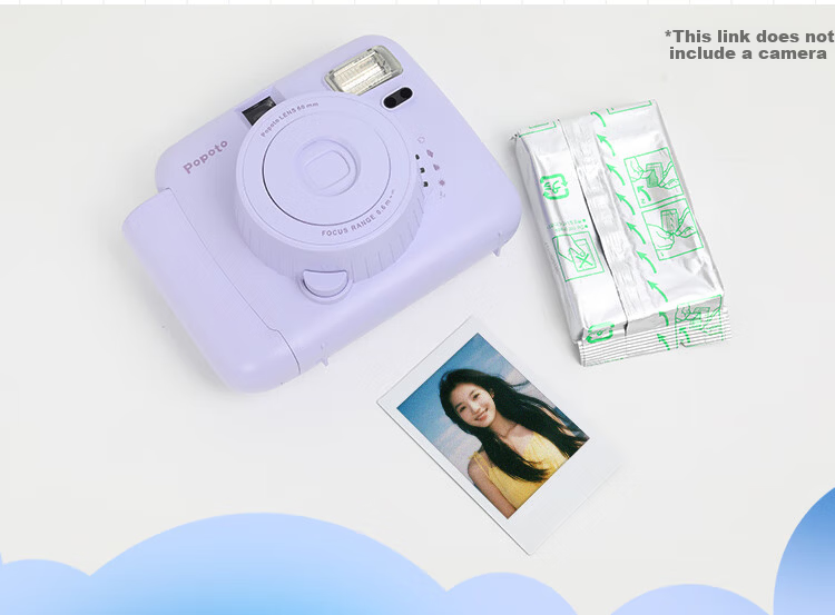 POPOTO Instant Film Set Color Mini Instant Camera Compatible Film (Foil Packaging) 10 White Border Sheets + 1 Transparent Protective Case 8
