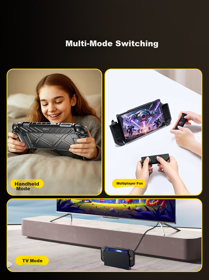Jemdo Nintendo Switch 2 Protective Case NS2 Integrated Shell Foldable Handle Grip Non-Slip Full-Cover Transparent Hard Case Game Card Storage Box Handheld Console Accessories 8