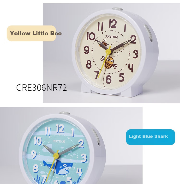 RHYTHM Student Alarm Clock Cute Creative Children's Bedside Clock 9.3cm Dark Blue CRE306NR77 Back to School Season 11