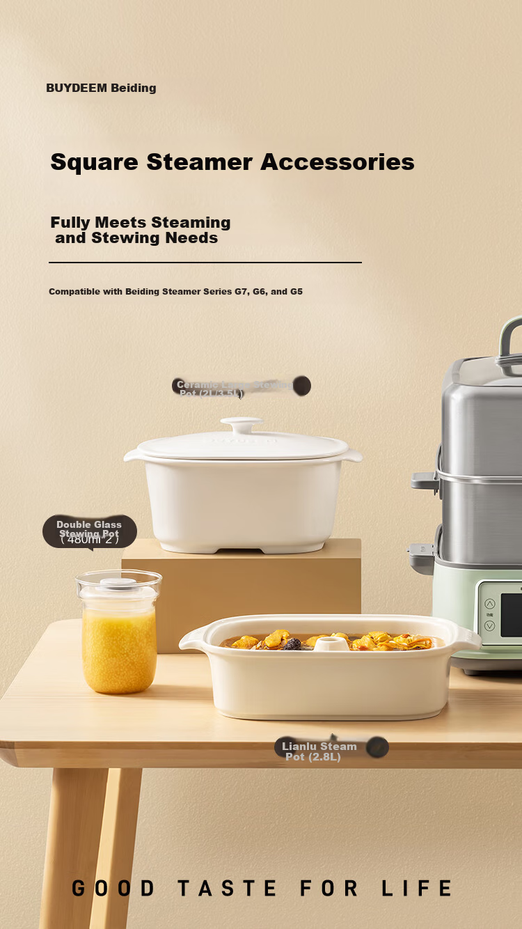 Buydeem Ceramic Large Stew Pot 2L Ceramic Steaming Bowl Soup Pot Household Tableware Microwave Bowl Steaming Stew Pot Compatible with Electric Oven Pear Blossom White Accessories 2