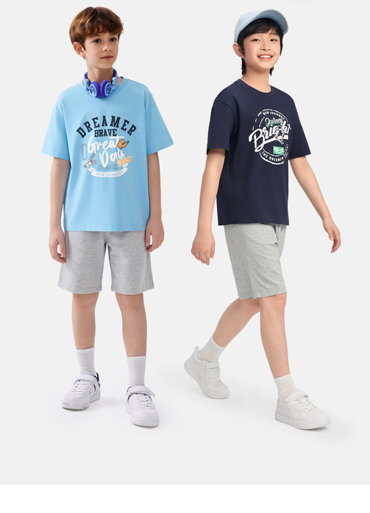 Balabala Boys' Short Sleeve Set Kids' Two-Piece Quick-Dry Comfortable T-Shirt and Pants 2026 New Summer Collection 2