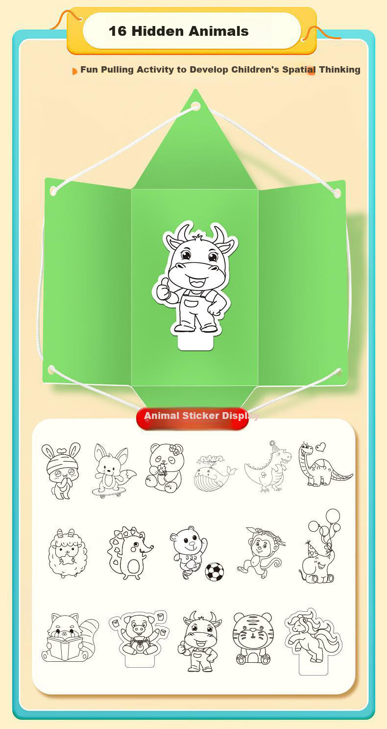 Little Elephant Dancing Children's Preschool Picture Pictographic Chinese Character Learning Cards for Ages 1-3-6, 1000 Character Literacy Tool 9