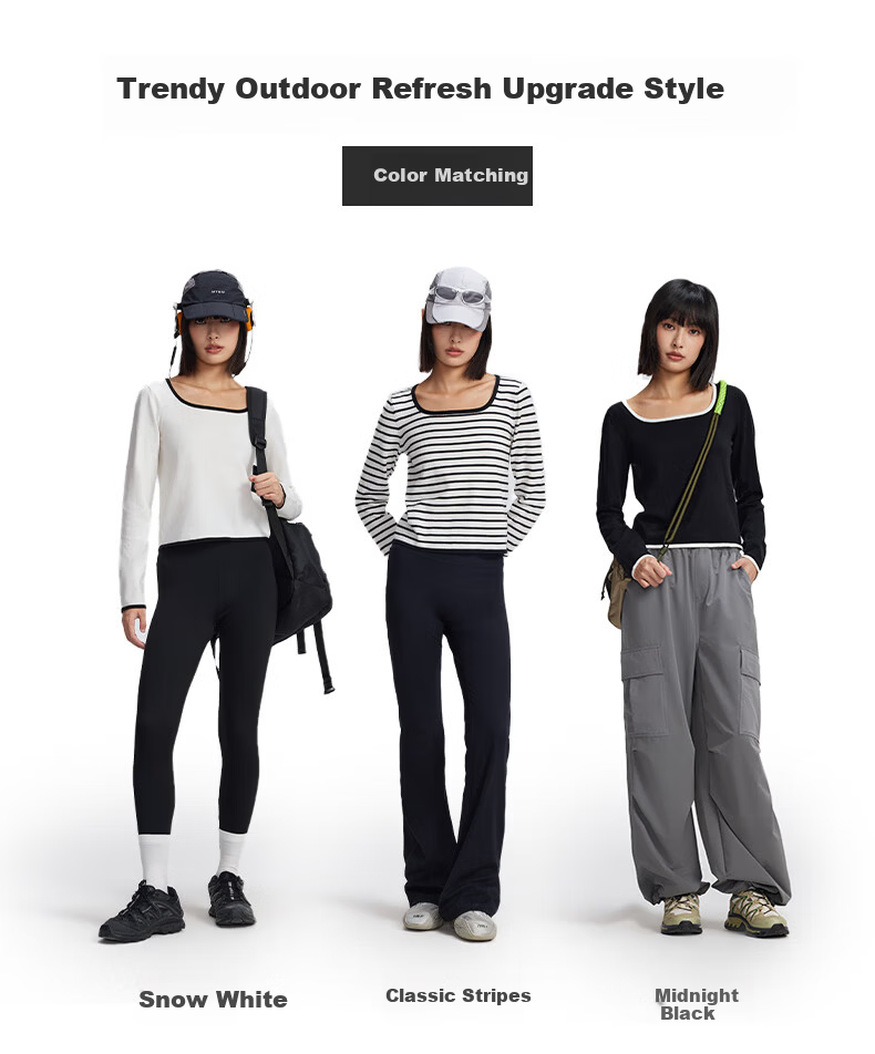 Meters Bonwe Women's New U-Neck Contrast Trim Fashionable Comfortable Base Layer Sweater 4