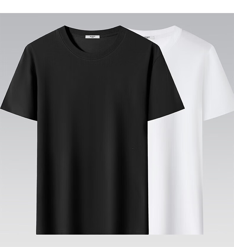 ROMON 100% Cotton Short Sleeve Men's Summer Breathable Business Casual Solid Color Crew Neck T-Shirt 6
