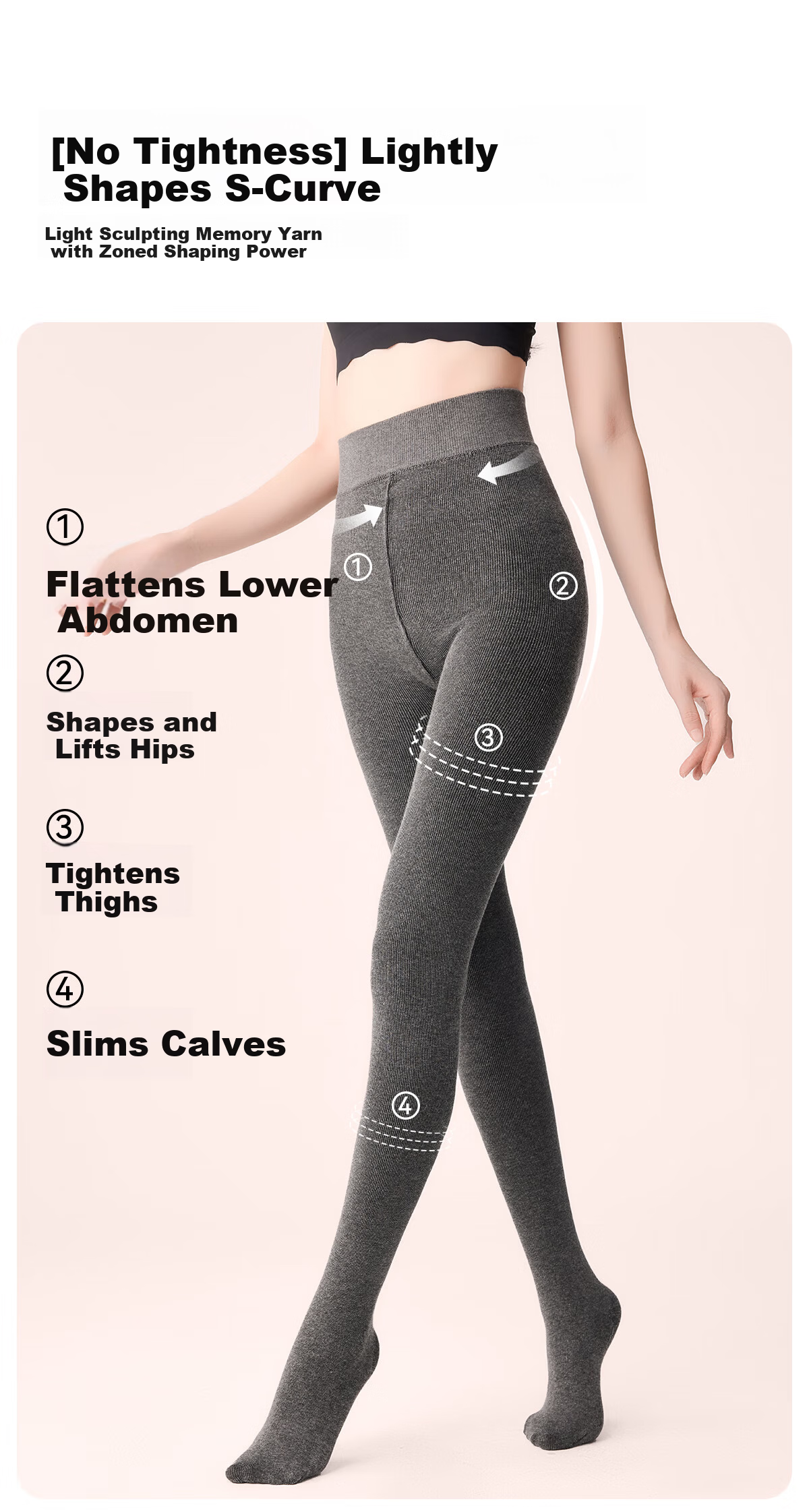 BONAS 26 New Women's Leggings with Fleece Lining, Bare-Leg Effect, Autumn And Winter Cotton Vertical Striped Thick Warm Slimming Tights 4