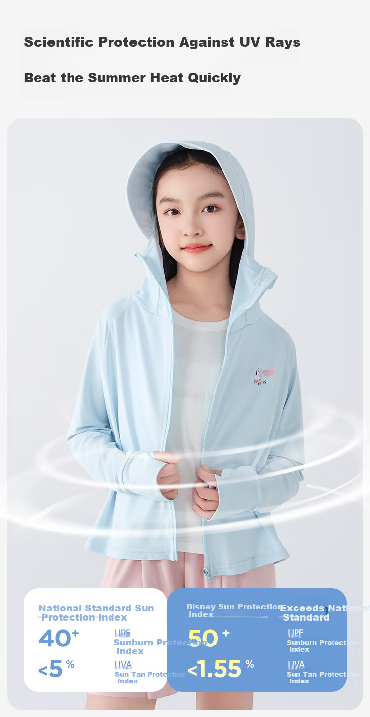 Disney Girls' Summer Sun Protection Jacket Ice Silk Sunproof Hoodie Judy Cooling Breathable PBZPY3103 Blue Size 120 4