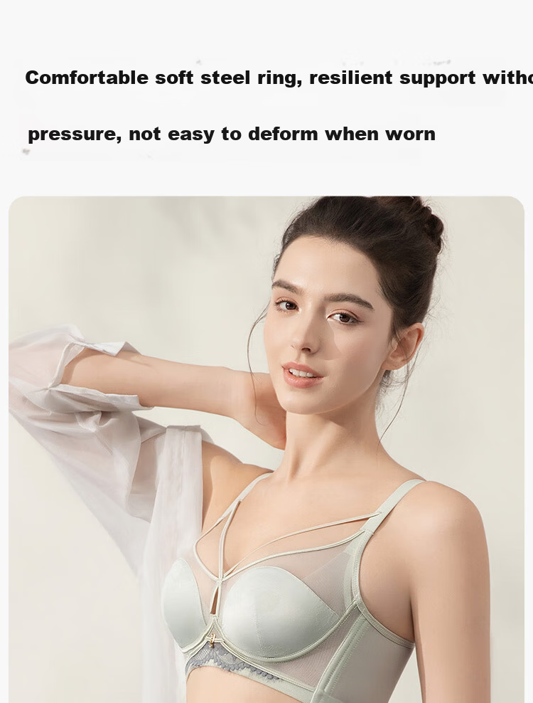 Ordifen Women's Breathable Deep V Small Bust Mango Cup Soft Underwire Push-Up Side Support Bra XBHA18 19