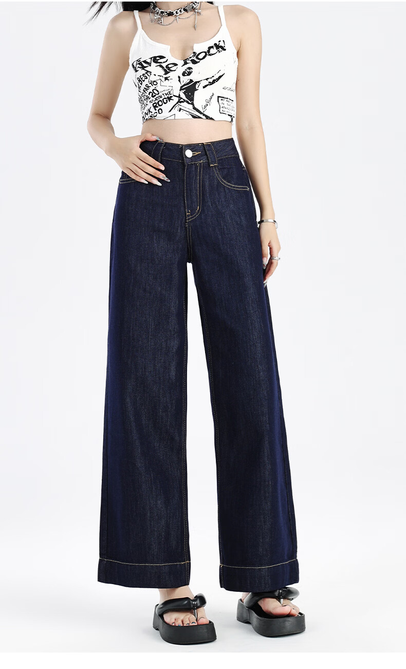 Pierre Cardin Jeans for Women, Summer High-Waisted Loose-Fit Slimming Lyocell Casual Straight-Leg Versatile Cropped Pants, Vintage Blue M 31