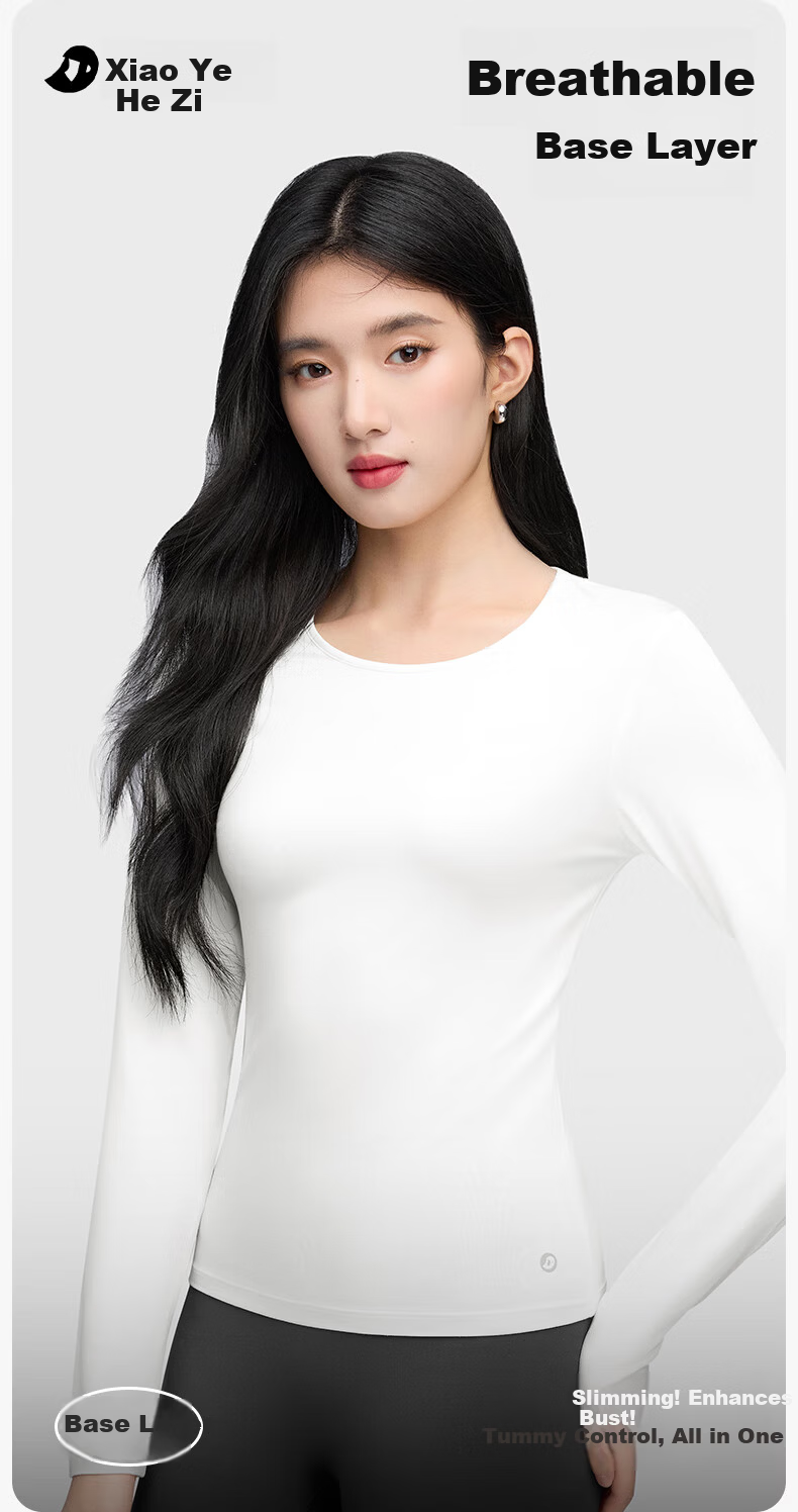 Onoko Slim Fit Base Layer Long Sleeve T-Shirt Women's Autumn New Round Neck White Thermal Innerwear 1