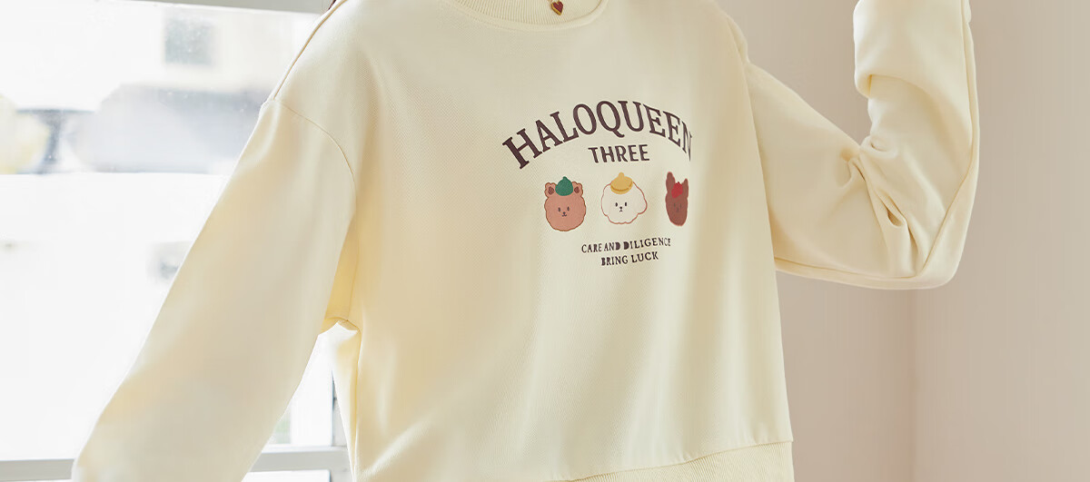 Halo Queen Women's Sweatshirt, Spring And Autumn Round Neck, Little Bear Christmas Outfit, Fashionable Loose Top Jacket H143W1002 52