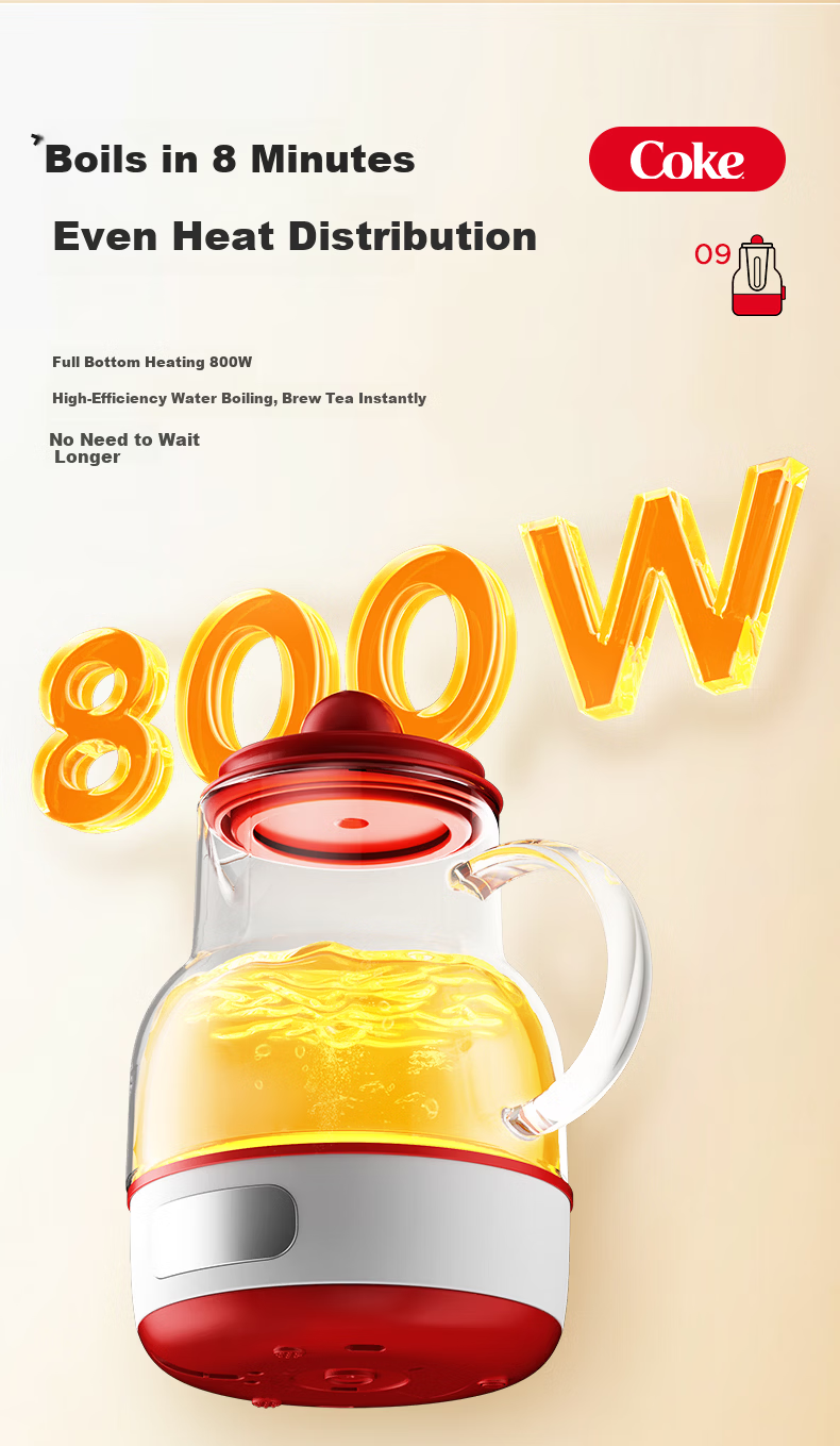Coca-Cola 1.2L Automatic Health Pot Electric Kettle Tea Maker 24-Hour Constant Temperature Flower Tea Kettle A-YS02GW 10
