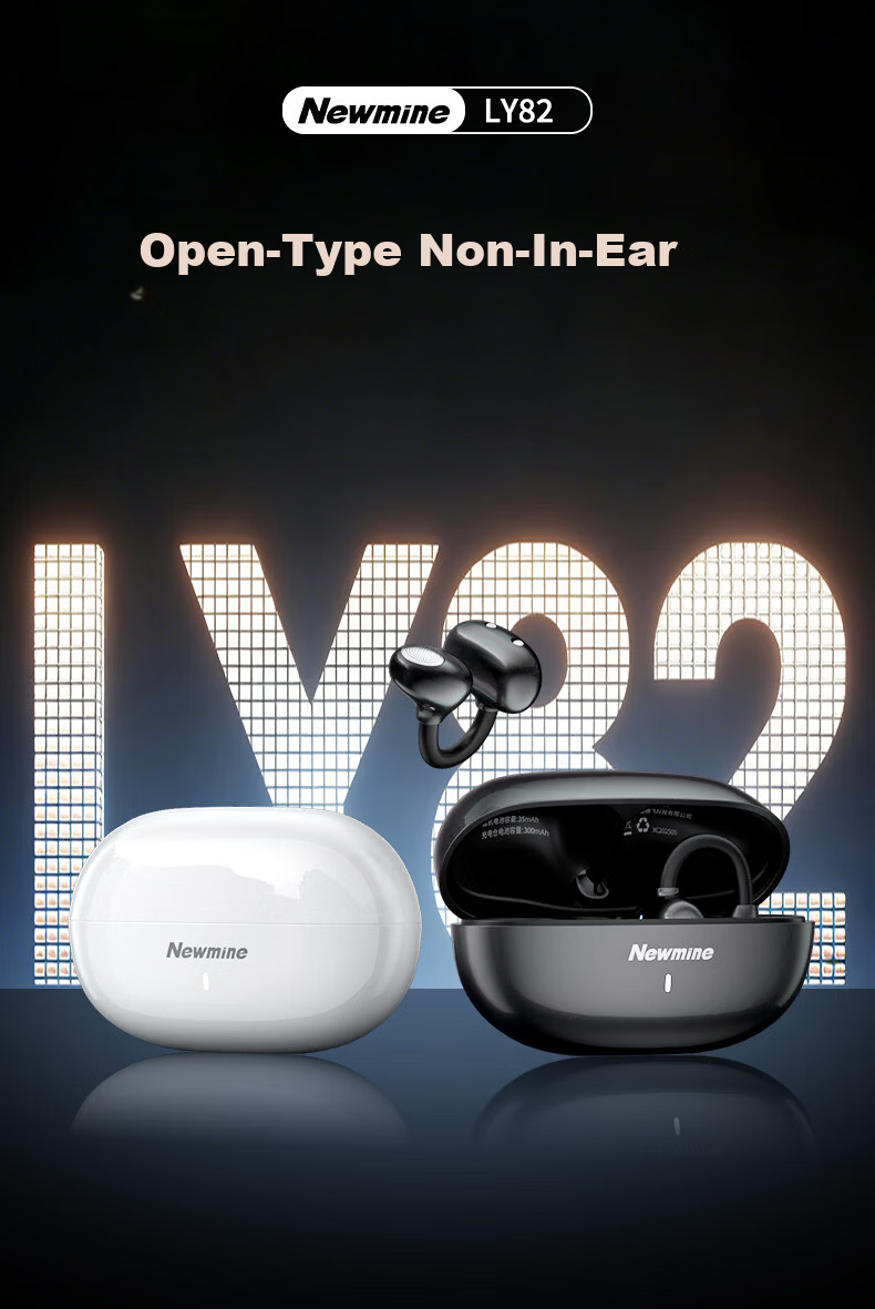 Newmine LY82 Bluetooth Ear Clip Bone Conduction Headphones Open-Ear Noise Cancelling Long Battery Life Compatible with Apple Huawei Xiaomi OPPO Phones 1