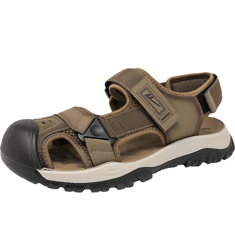 Warrior Men's Sports Sandals Summer Closed-Toe Anti-Collision Casual Beach Shoes Creek Shoes WSL(WZ)-1766 Khaki Size 41