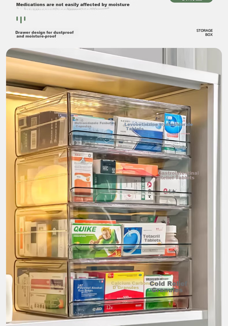 Kousu Medicine Storage Box Desktop Medicine Chest Drawer Storage Cabinet Large Capacity Medical Box Large Household Size 4