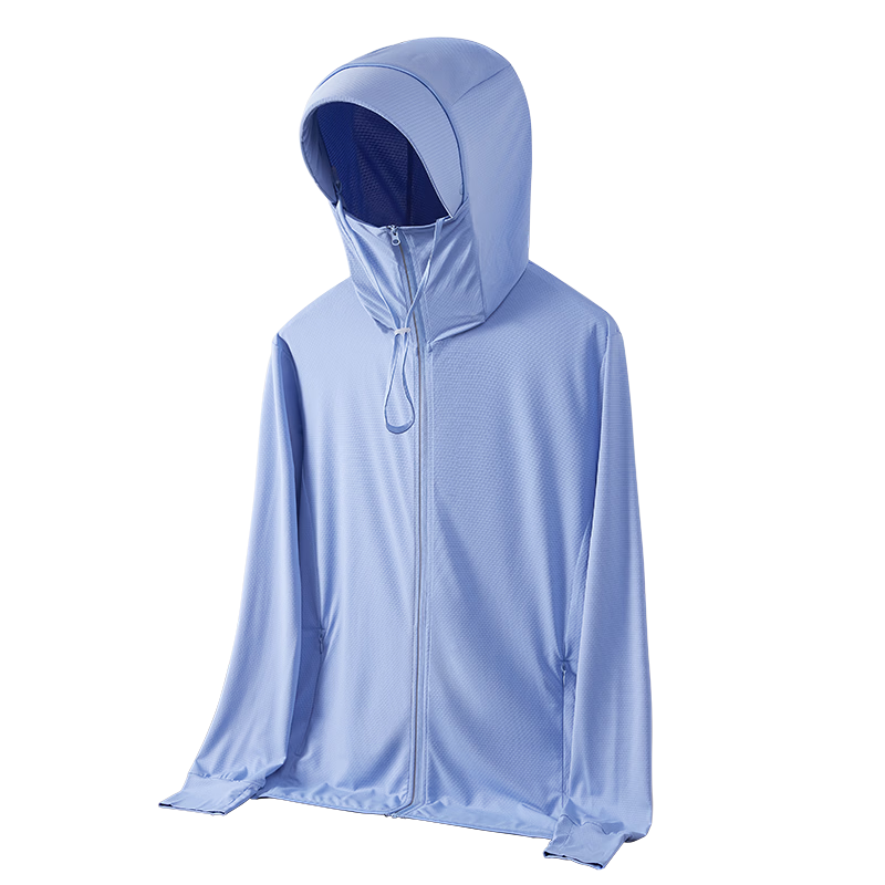 VANCAMEL Men's Summer Sun Protection Jacket Outdoor Fishing UV Protection Ice Silk Skin Jacket Sky Blue XL