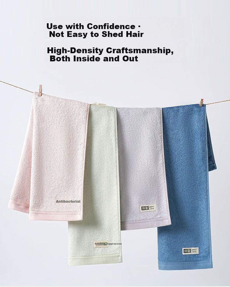 Bamboo 100 160g Thickened Bamboo Fiber Antibacterial Large Towel Absorbent Non-Shedding Adult Towel 35x76cm Blue 4