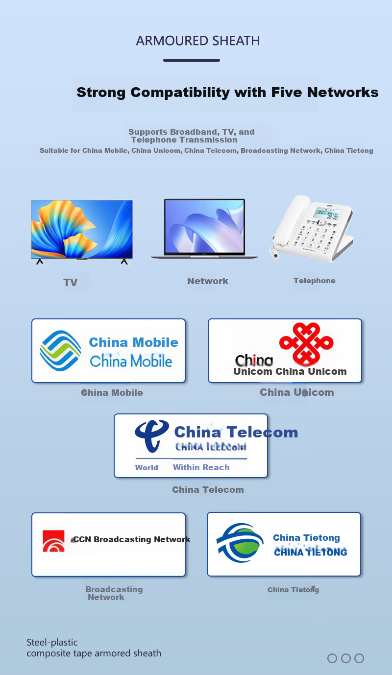 Guanghang Telecom Grade Outdoor Fiber Optic Patch Cable SC-SC Indoor Single Mode Duplex 100m 2-Core 2-Steel Wire Low Smoke Zero Halogen Fiber Drop Cable GH-SCSC-2100 7
