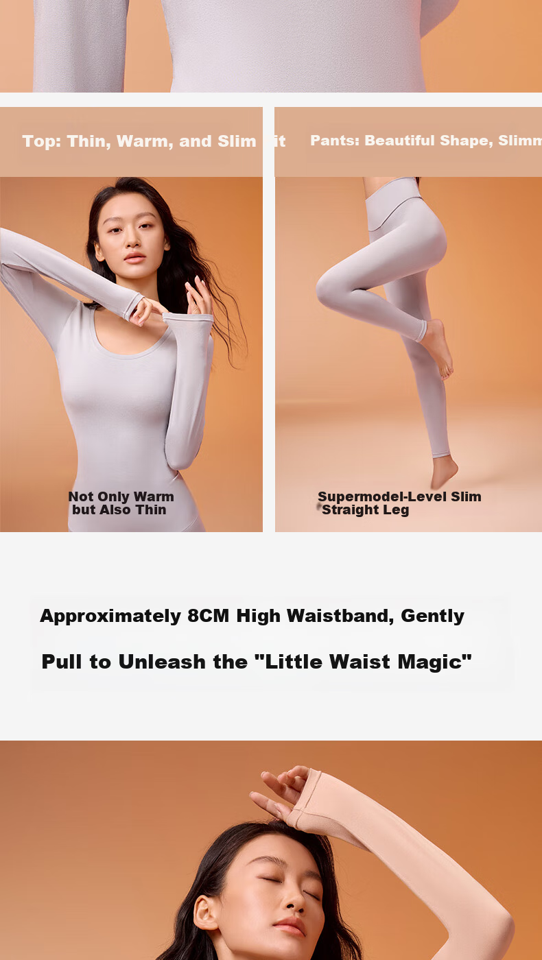YOUKESHU Women's Thermal Underwear Set Moisturizing Coconut Oil Skin Care Seamless Slim Fit Comfortable Base Layer 10