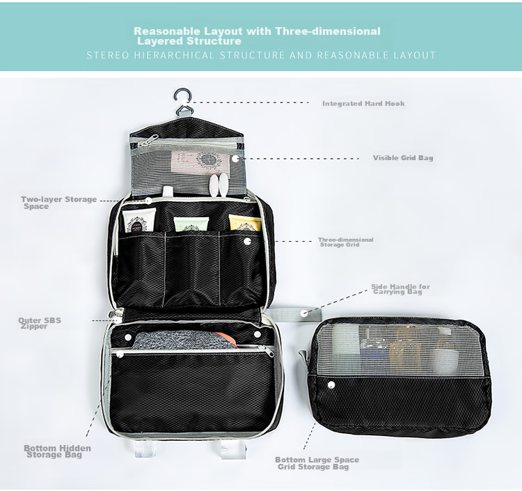 ALPINT MOUNTAIN Waterproof Toiletry Bag for Men And Women, Large Capacity Travel Makeup Organizer Pouch 4