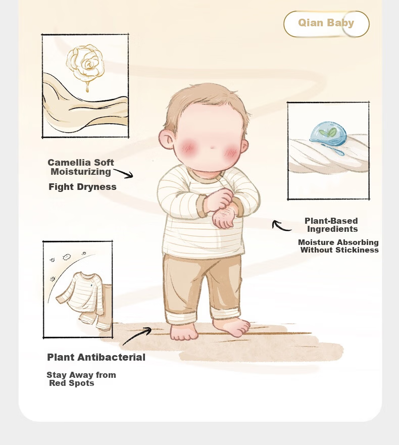 Babycare Children's Camellia Thermal Underwear Autumn Winter Homewear Set Shell White 90 4