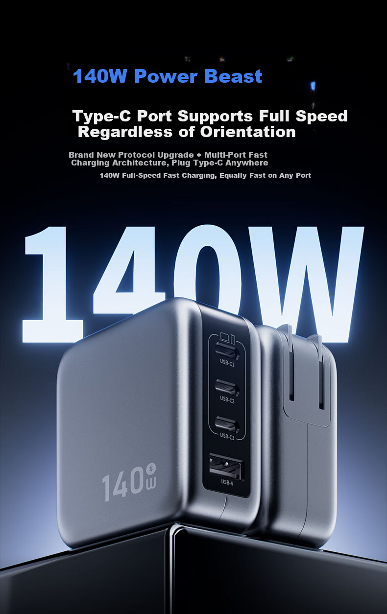 JD Jingzao 140W GaN Charger Set Type-C Multi-Port Fast Charger Compatible with PPS/PD100W for Apple Xiaomi 17 Phones MacBook Pro Laptop 240W Cable 5