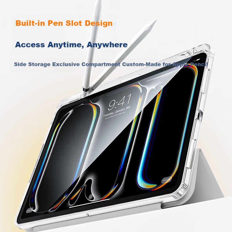 JPLAYER Apple iPad 9th Gen 2021 Case 10.2/10.5 Inch 8th/7th Gen Y-Shaped Multi-Angle Folding Acrylic Protective Cover with Pen Slot Smart Sleep Black