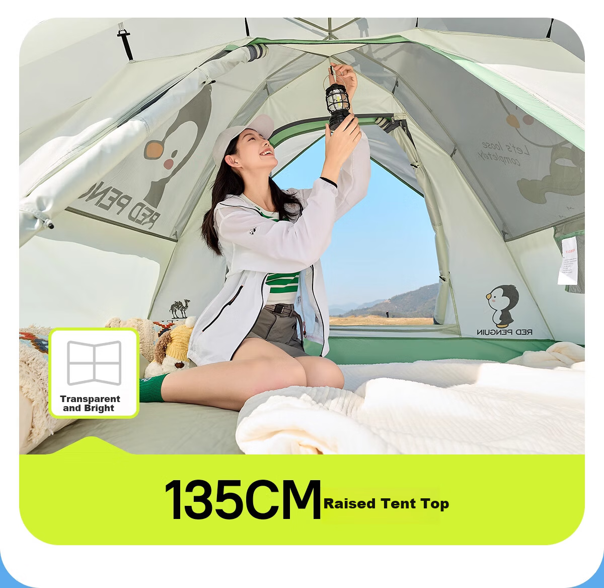 CAMEL Outdoor Penguin Tent, Portable Folding Tent, Automatic Quick-Open, Rainproof, Sun-Resistant, Thickened, for Wilderness Camping B004 19