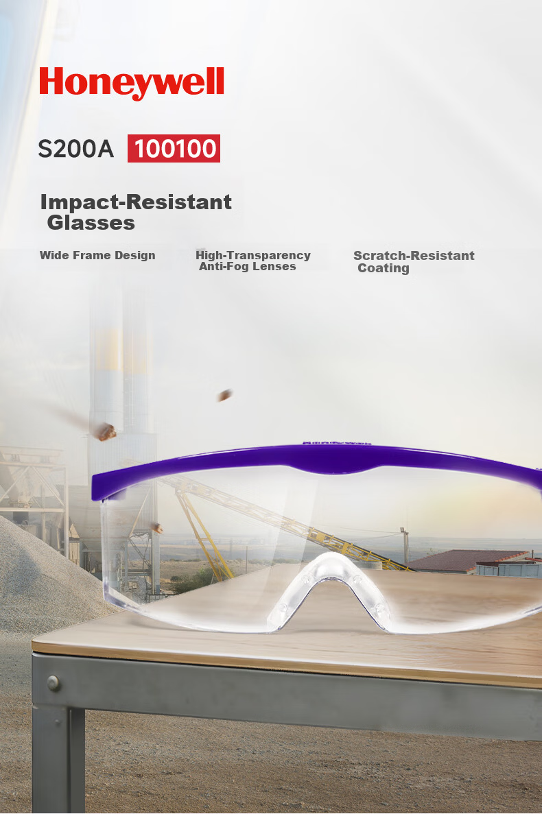 Honeywell 100100 S200A Safety Goggles Blue Transparent Lens Windproof Dustproof Anti-Fog Glasses 1